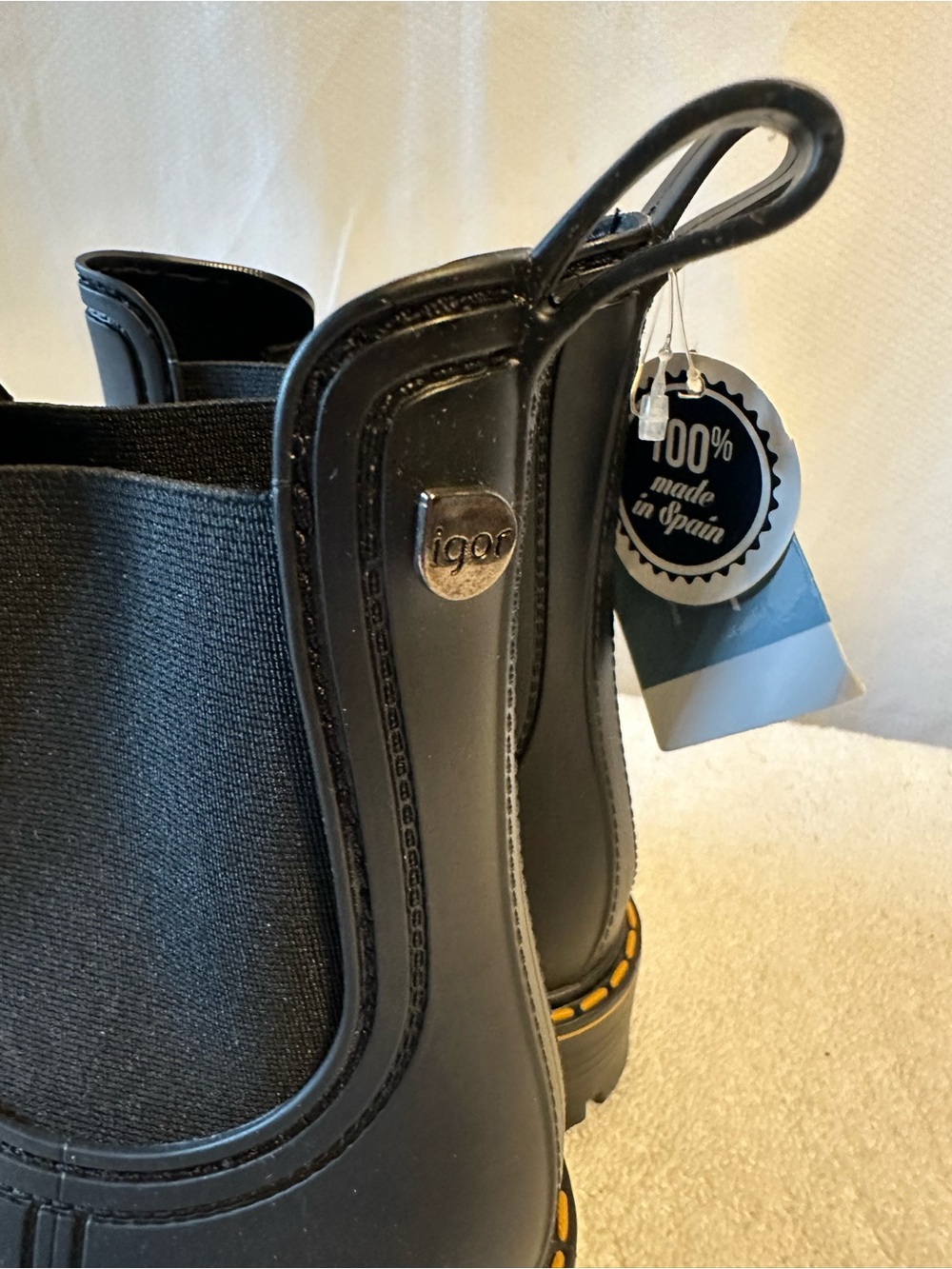 Igor Black Chelsea Rain Boots Waterproof Women’s Size 8 EU 38 New Spain - Picture 5 of 9